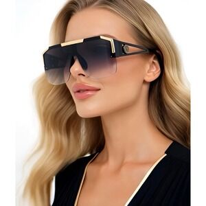 Shield Sunglasses Flat Top Square Oversized Fashion Sun Glasses Designer Lentes